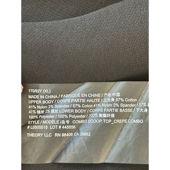 Theory Black Combo Scoop Neck Combo Crepe Tank Ribbed Bodice Peplum Stretch XL - Picture 4 of 7